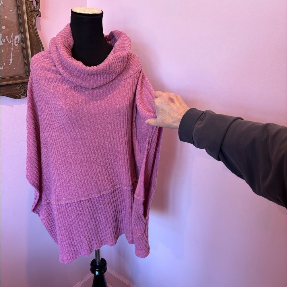 Anthropologie Easel Pink Cowl Neck Bat Sleeve Sweater - Picture 4 of 9